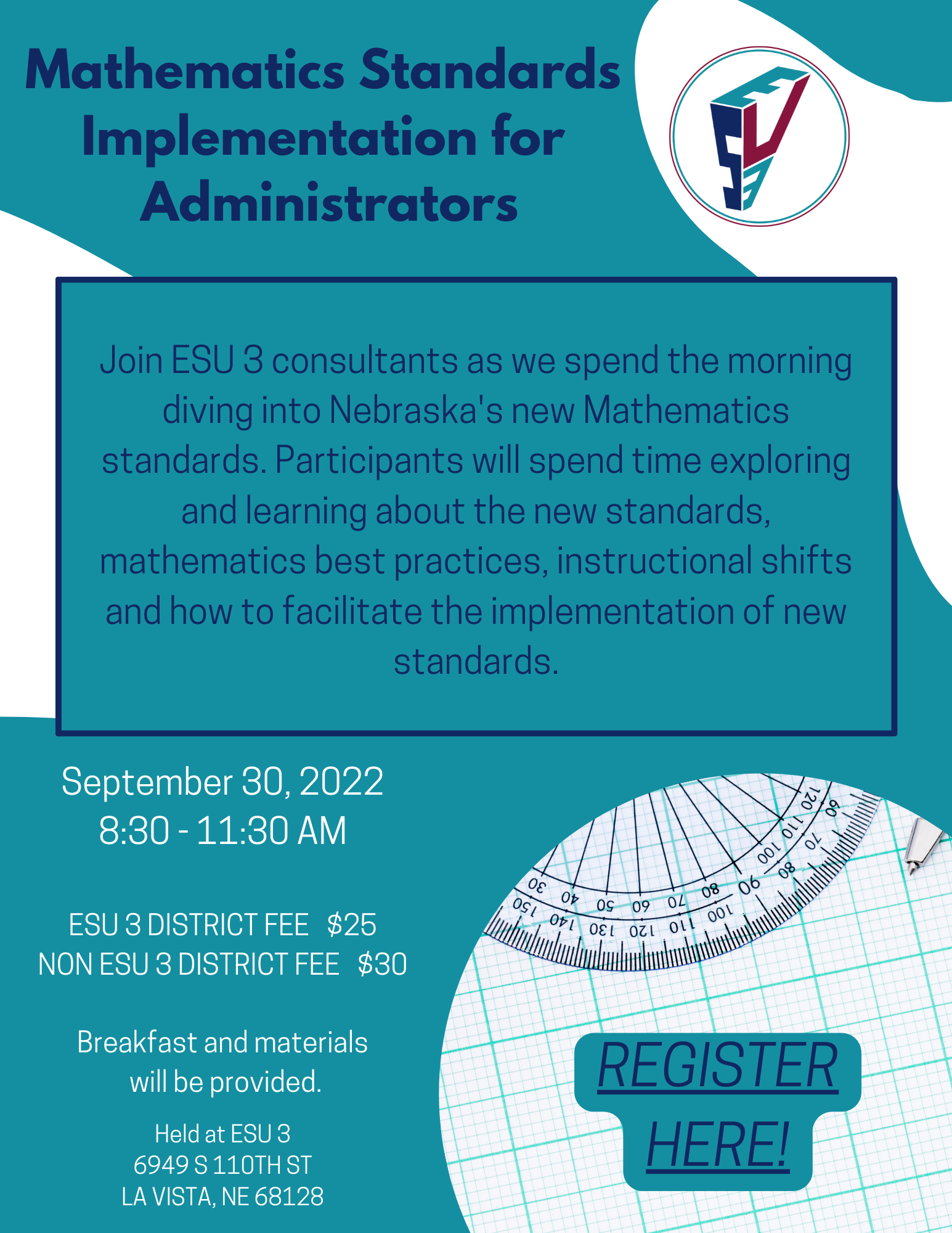Click here to register for the Mathematics Standards for Administrators.